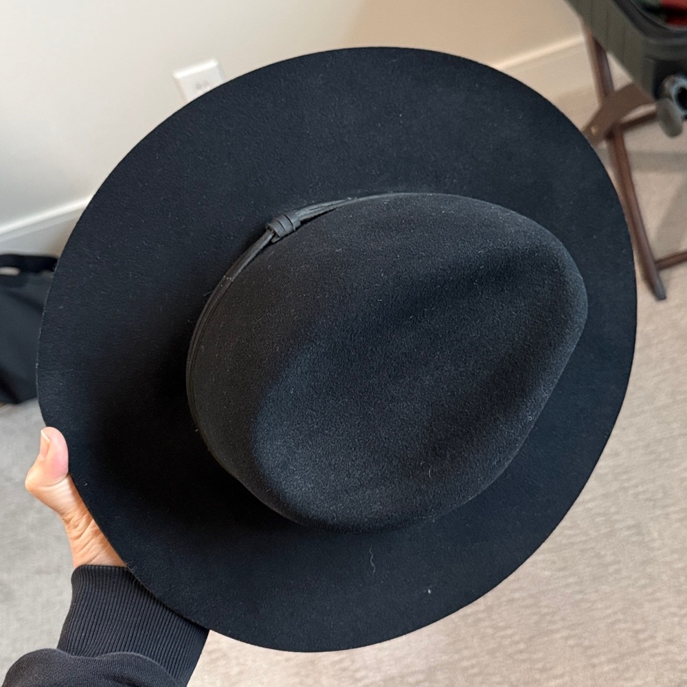 Wide Rim Black Wool Fedora Hat Goorin Bros - Ruby Clark small - Picture 2 of 6